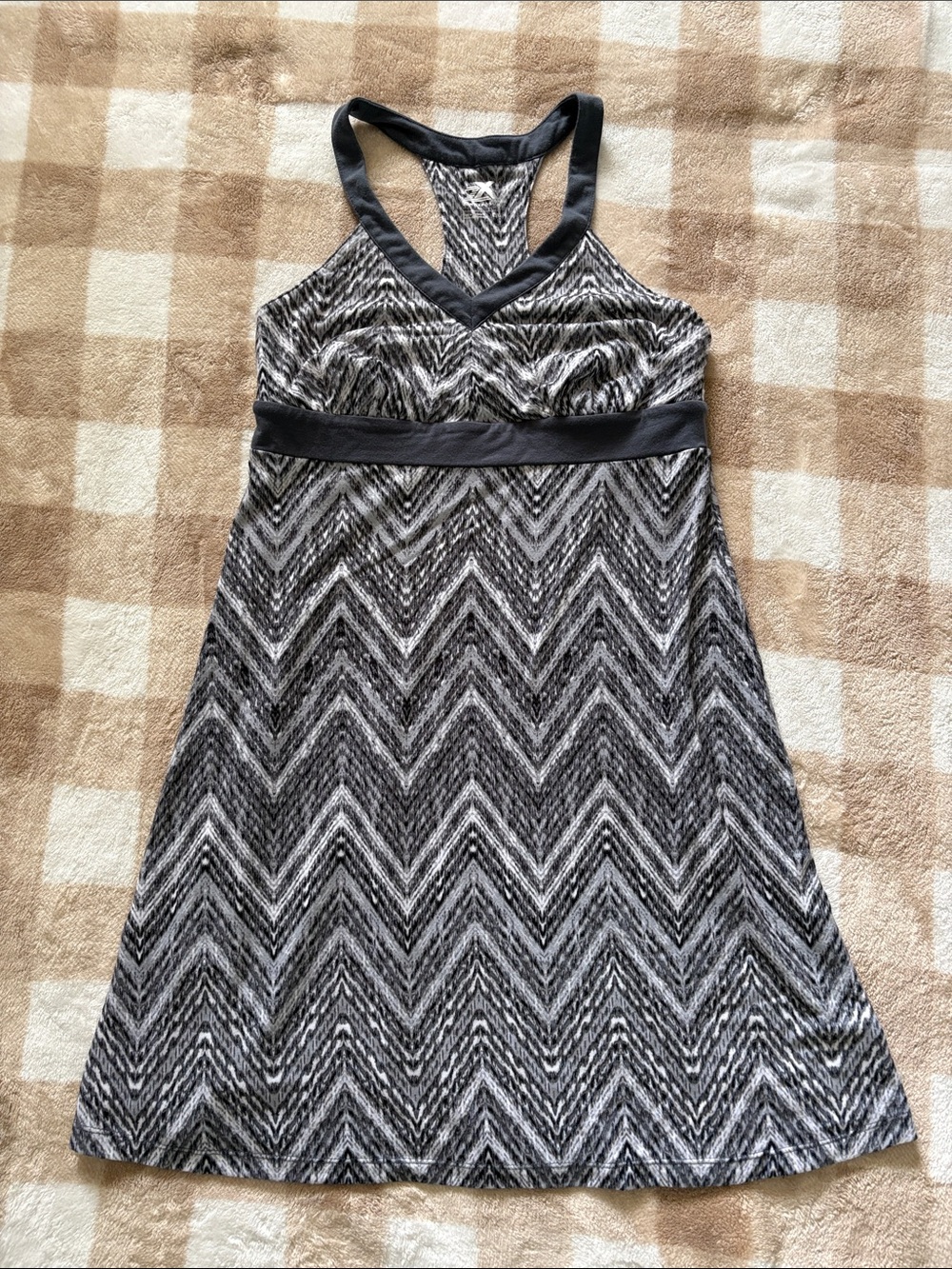 ZeroXposur Black & White Chevron A-line Athletic Dress EUC Large
